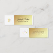 Stilvoll Mit Monogramm Schlichter White and Gold L Mini Visitenkarte (Vorne/Hinten)