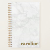 Stilvoll Mit Monogramm weißer und grauer Marmor Planer (Vorderseite)