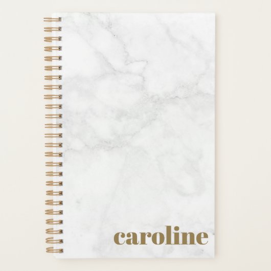 Stilvoll Mit Monogramm weißer und grauer Marmor Planer (Vorderseite)