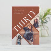 Stilvoll modern 30 | 30. Geburtstag 3 Foto Einladung (Stehend Vorderseite)