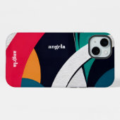 Stilvoll modern abstrakt geometrisch aquamarin, bl iPhone hülle (Rückseite (Horizontal))