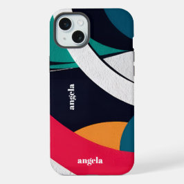 Stilvoll modern abstrakt geometrisch aquamarin, bl iPhone 15 plus hülle