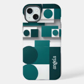 Stilvoll, modern, abstrakt, geometrisch, aquamarin iPhone hülle (Rückseite)