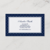Stilvoll Modern Blue & White Polka Dot red Ribbon Visitenkarte (Rückseite)