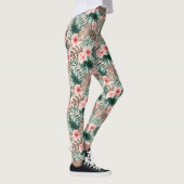 Stilvoll modern Boho Wasserfarbe Tropische Blüte Leggings (Rechts)