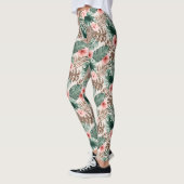 Stilvoll modern Boho Wasserfarbe Tropische Blüte Leggings (Links)