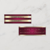 Stilvoll modern elegant gestreift, rot mini visitenkarte (Vorne/Hinten)