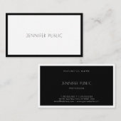 Stilvoll modern Elegant Schwarz-weiß Trendy Schlic Visitenkarte (Vorne/Hinten)