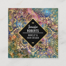 Stilvoll Modern Gold Mandala Elegant Quadratische Visitenkarte
