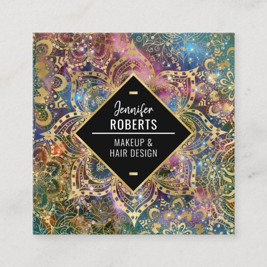 Stilvoll Modern Gold Mandala Elegant Quadratische Visitenkarte (Vorderseite)