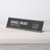 Stilvoll & modern - Jede Farbe - Berufliches Logo Schreibtischnamensplakette (Vorderseite )