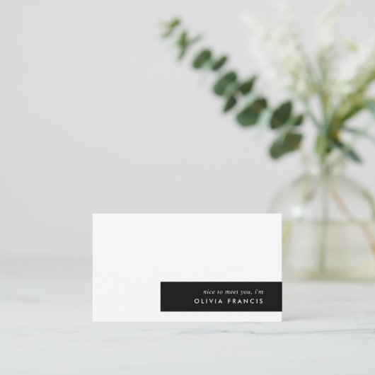 Stilvoll modern Minimal einfach Schwarz und Weiß Visitenkarte (Stehend Vorderseite)