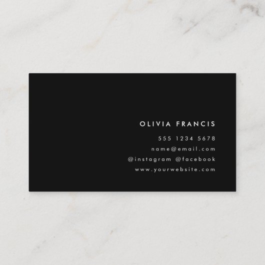 Stilvoll modern Minimal einfach Schwarz und Weiß Visitenkarte (Rückseite)