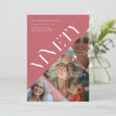 Stilvoll modern neunzig | 90. Geburtstag 3 Foto Einladung (Stehend Vorderseite)