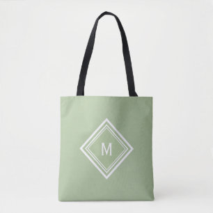 Stilvoll Modern Sage Green Custom Monogram Tasche