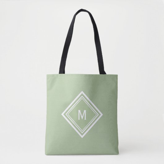 Stilvoll Modern Sage Green Custom Monogram Tasche (Vorderseite)