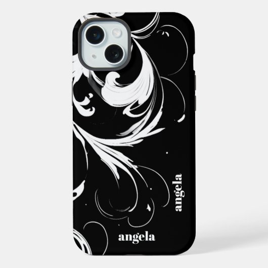 Stilvoll moderne abstrakte Wirbel in Schwarz iPhone Hülle (Rückseite)