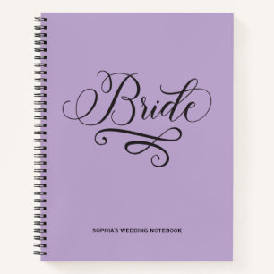 Stilvoll moderne Elegant Lila Kalligraphie Bride Notizblock