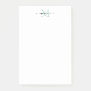 Stilvoll moderne Girly Script Monogram Aquamarin G Post-it Klebezettel