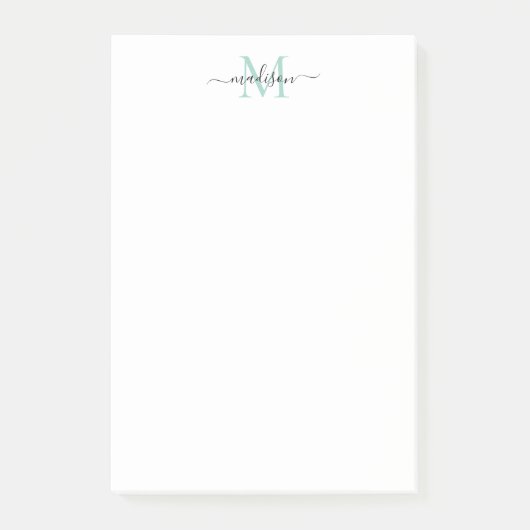 Stilvoll moderne Girly Script Monogram Aquamarin G Post-it Klebezettel (Vorderseite)