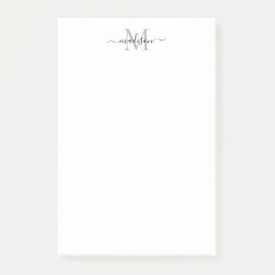 Stilvoll moderne Girly Script Monogram Black Gray Post-it Klebezettel
