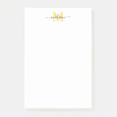 Stilvoll moderne Girly Script Monogram Black Yello Post-it Klebezettel (Vorderseite)