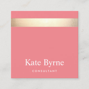 Stilvoll moderne Goldstreifen Korallenrosa Quadratische Visitenkarte