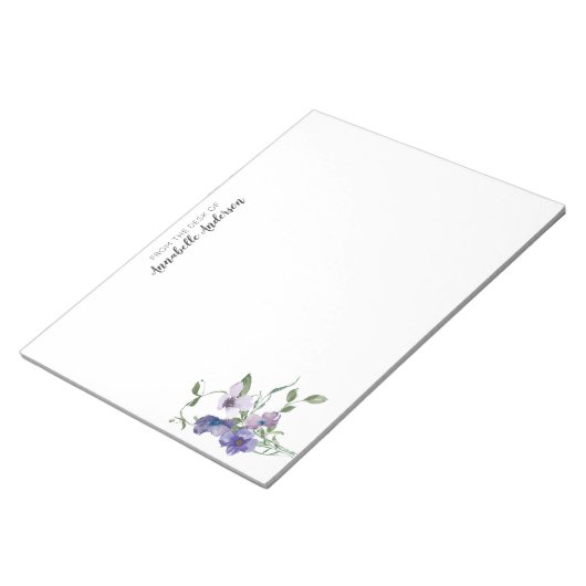 Stilvoll Moderne Lila botanische Wasserfarben Notizblock (angewinkelt)