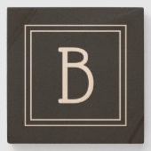 Stilvoll moderne Mit Monogramm Schwarz-Weiß-Initia Steinuntersetzer (Vorderseite)