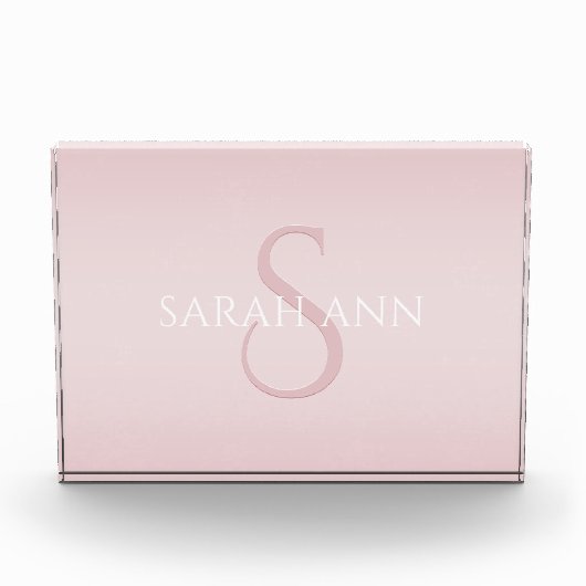 Stilvoll moderne rosa Monogramm Fotoblock (Vorderseite)