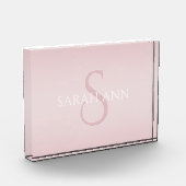 Stilvoll moderne rosa Monogramm Fotoblock (Links)