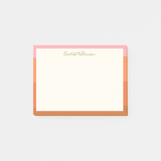 Stilvoll moderne, rosa orange Grenze Personalisier Post-it Klebezettel (Vorderseite)