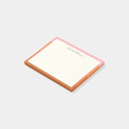 Stilvoll moderne, rosa orange Grenze Personalisier Post-it Klebezettel (angewinkelt)