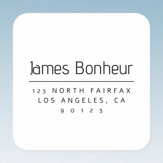 Stilvoll Moderne Rücksendeadresse Schwarz & Weiß Quadratischer Aufkleber