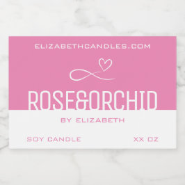 Stilvoll moderne, Schlichte rosa weiße Kerze & Lebensmitteletikett