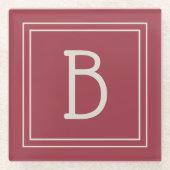 Stilvoll Moderner Anfangsbuchstabe Einfach Rot Glasuntersetzer (Vorderseite)