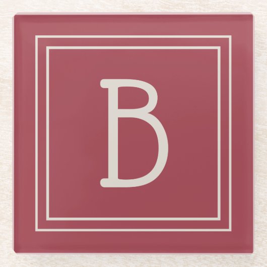 Stilvoll Moderner Anfangsbuchstabe Einfach Rot Glasuntersetzer (Vorderseite)