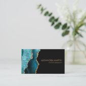 Stilvoll moderner Aquamariner Black Gold Glitzer Visitenkarte (Stehend Vorderseite)
