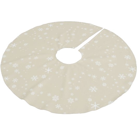 Stilvoll Moderner Beige Snowflake Weihnachtsfeiert Polyester Weihnachtsbaumdecke (Schrägansicht)