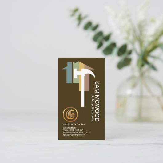 Stilvoll moderner Beruflicher Zuhause-Builder Visitenkarte (Stehend Vorderseite)