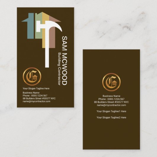 Stilvoll moderner Beruflicher Zuhause-Builder Visitenkarte (Vorne/Hinten)