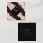 Stilvoll moderner Black & Pink Marble Gold Glitzer Quadratische Visitenkarte (Vorne/Hinten)