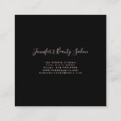 Stilvoll moderner Black & Pink Marble Gold Glitzer Quadratische Visitenkarte (Rückseite)