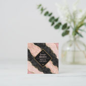 Stilvoll moderner Black & Pink Marble Gold Glitzer Quadratische Visitenkarte (Stehend Vorderseite)