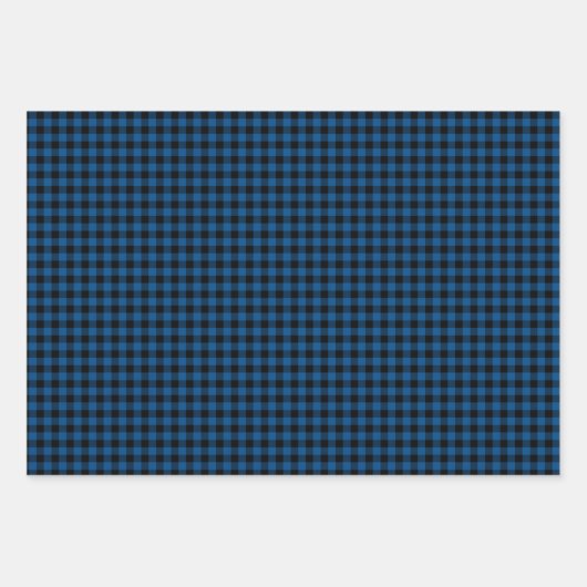 Stilvoll moderner Blue Black Buffalo Karo Kariert Geschenkpapier Set (Vorderseite)