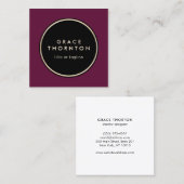 Stilvoll moderner Burgunder Beruflicher Designer Quadratische Visitenkarte (Vorne/Hinten)