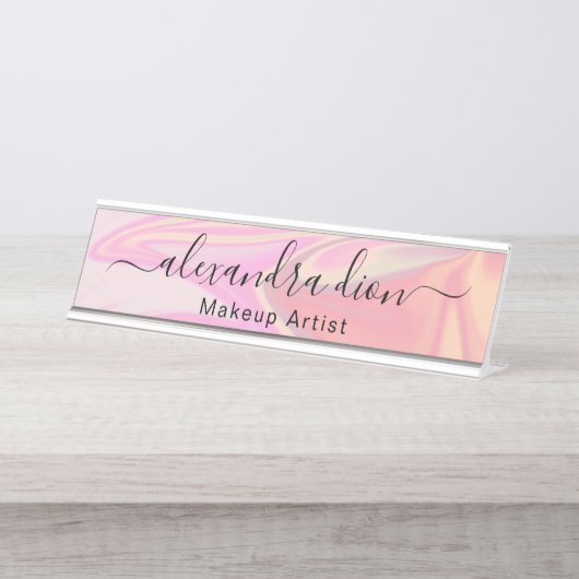 Stilvoll moderner, eleganter Holograf Schreibtischnamensplakette (Vorderseite )