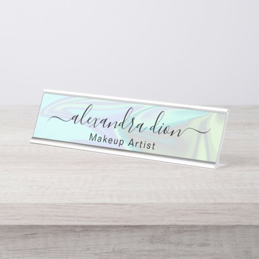 Stilvoll moderner, eleganter Holograf Schreibtischnamensplakette (Vorderseite )