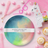 Stilvoll moderner Grüner Nebel Wasserfarbe Abstrak Pappteller (Party)