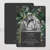 Stilvoll moderner Grüngarten, Foto Hochzeit Einladung (Vorne/Hinten)